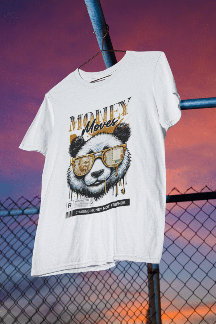 Cool Panda White T-Shirt | "Chasing Money Not Friends" | Soft Pure Cotton Street Style - Image 3