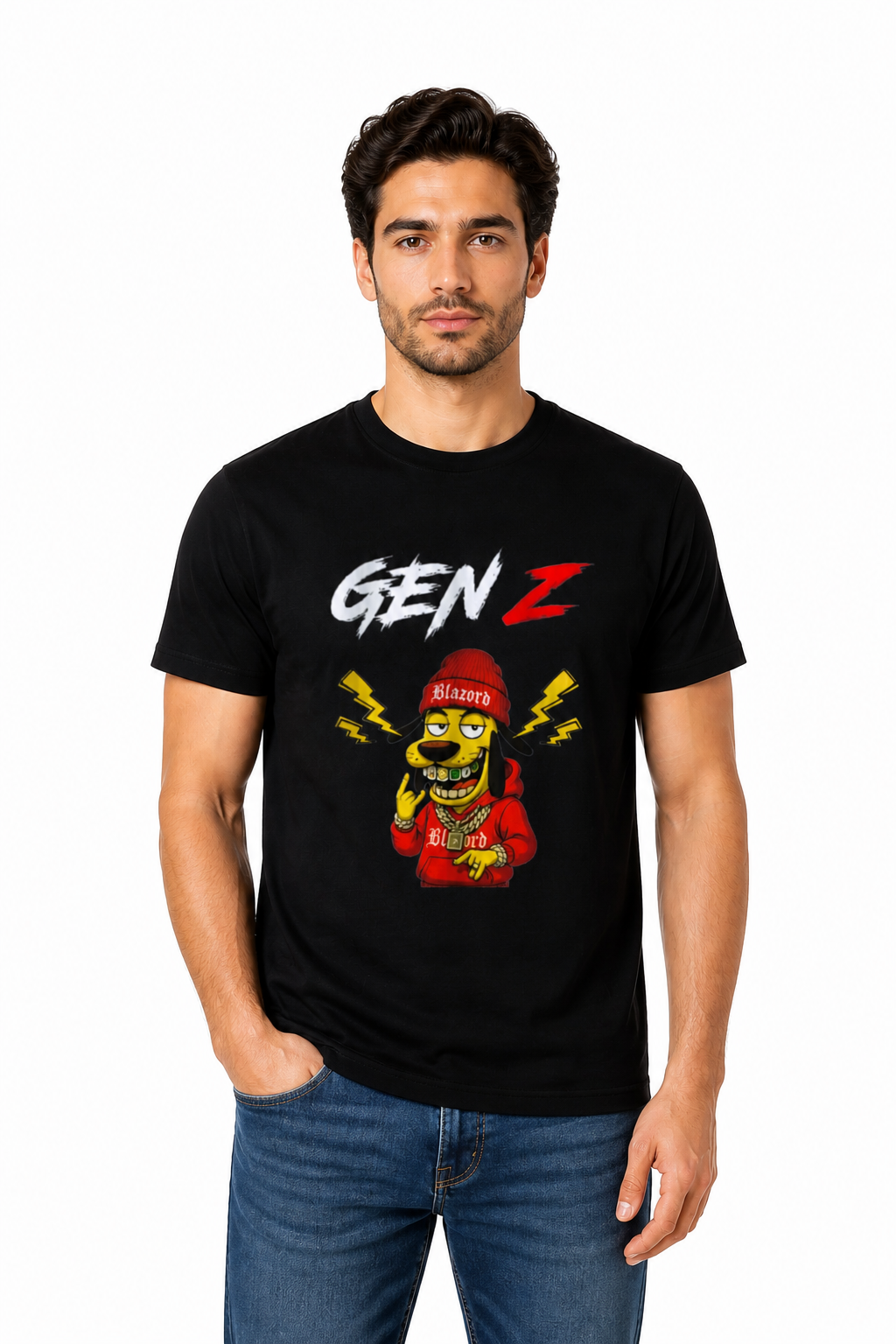 stilo main image Generation Z Black Tee | Pure Cotton | Soft Pure Cotton Streetwear - Image 1