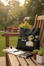 "গ্যান দেবেন না PLZ" Black Canvas Tote Bag | No Unwanted Advice Bengali Slogan for Gen Z Women - Image 2