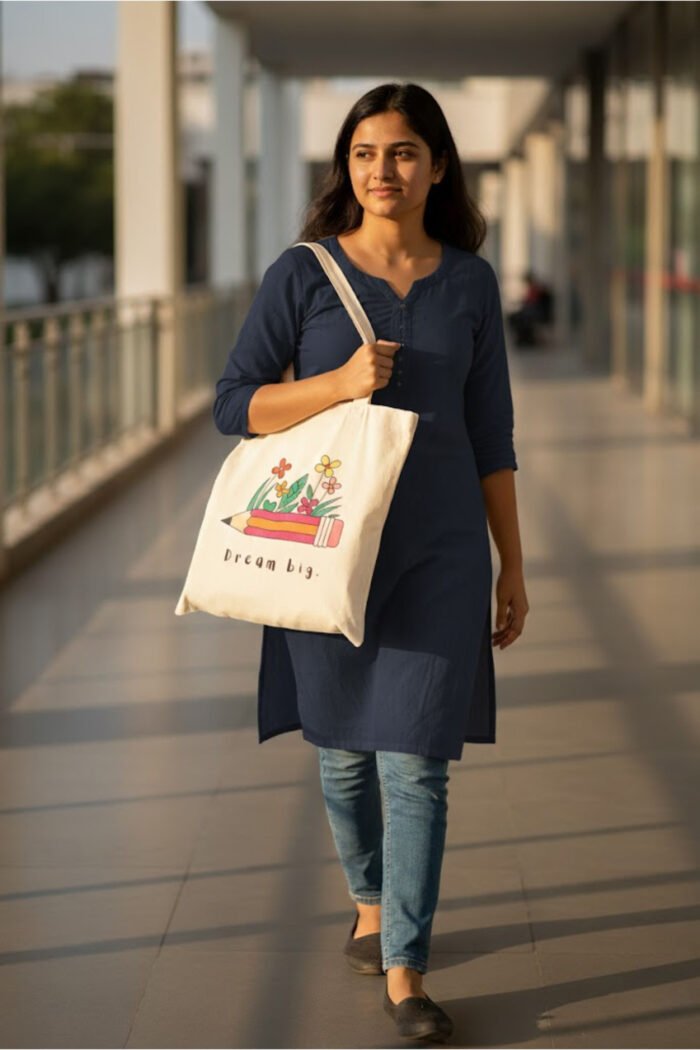 Creative Mind Canvas Tote | Natural Color | Inspirational Bag for Students & Artists - Image 2