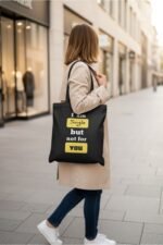 Black Canvas Tote | Humorous Relationship Status Design - Image 7