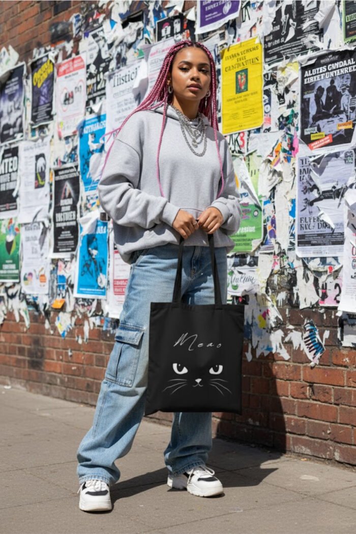 Eco-Friendly Canvas Tote | Cute Minimal Cat Eyes Canvas Bag for Daily Use - Image 4