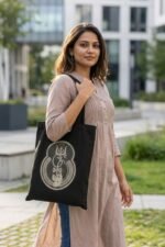 "Ganesha Om Trishul" Tote Bag | Embroidery-Look Hindu Symbol Design - Image 3