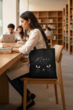 Eco-Friendly Canvas Tote | Cute Minimal Cat Eyes Canvas Bag for Daily Use - Image 5