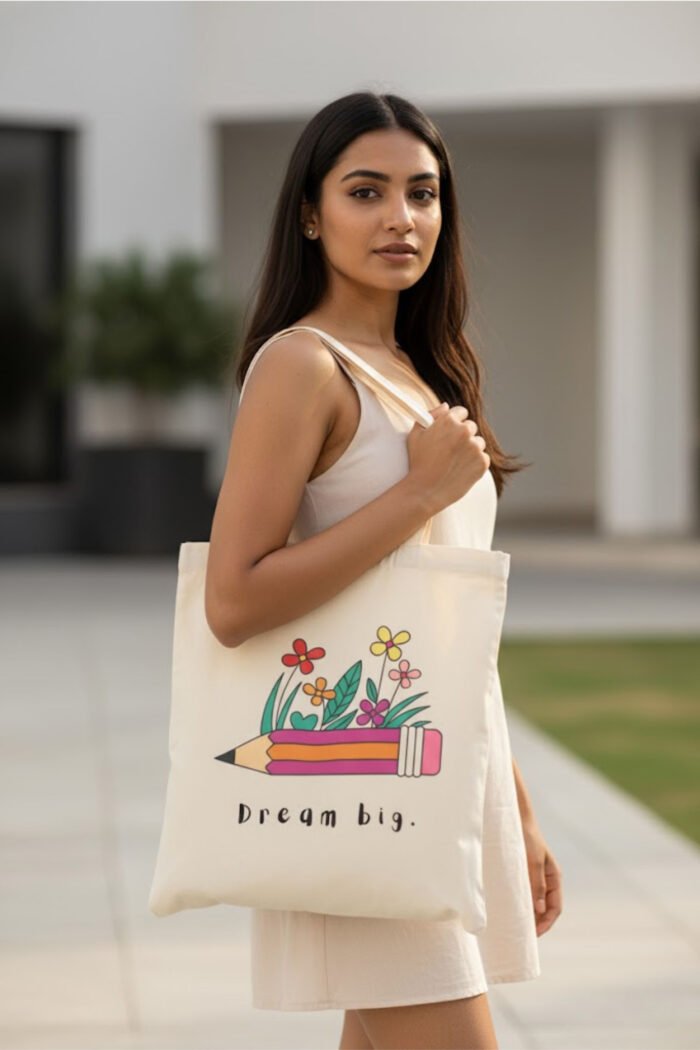 Creative Mind Canvas Tote | Natural Color | Inspirational Bag for Students & Artists - Image 6