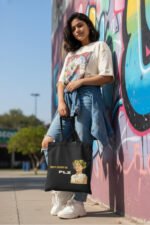 "গ্যান দেবেন না PLZ" Black Canvas Tote Bag | No Unwanted Advice Bengali Slogan for Gen Z Women - Image 5