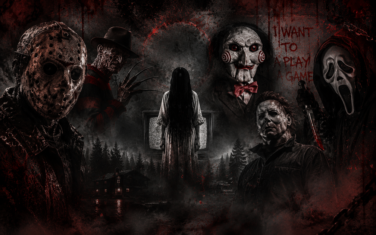 Dark cinematic banner featuring a screaming vampire figure for the horror movie t shirts collection by Stilotee