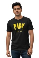Stilotee Dark Slogan T-Shirt with Yellow Cat Eye Graphic