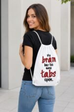Funny Relatable Quote Drawstring Backpack – Durable Cotton Canvas Daily Carry - Image 5