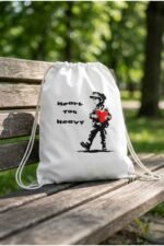 Unisex Heavyweight White Gym Sackpack | Emotional Grunge Aesthetic Bag - Image 5
