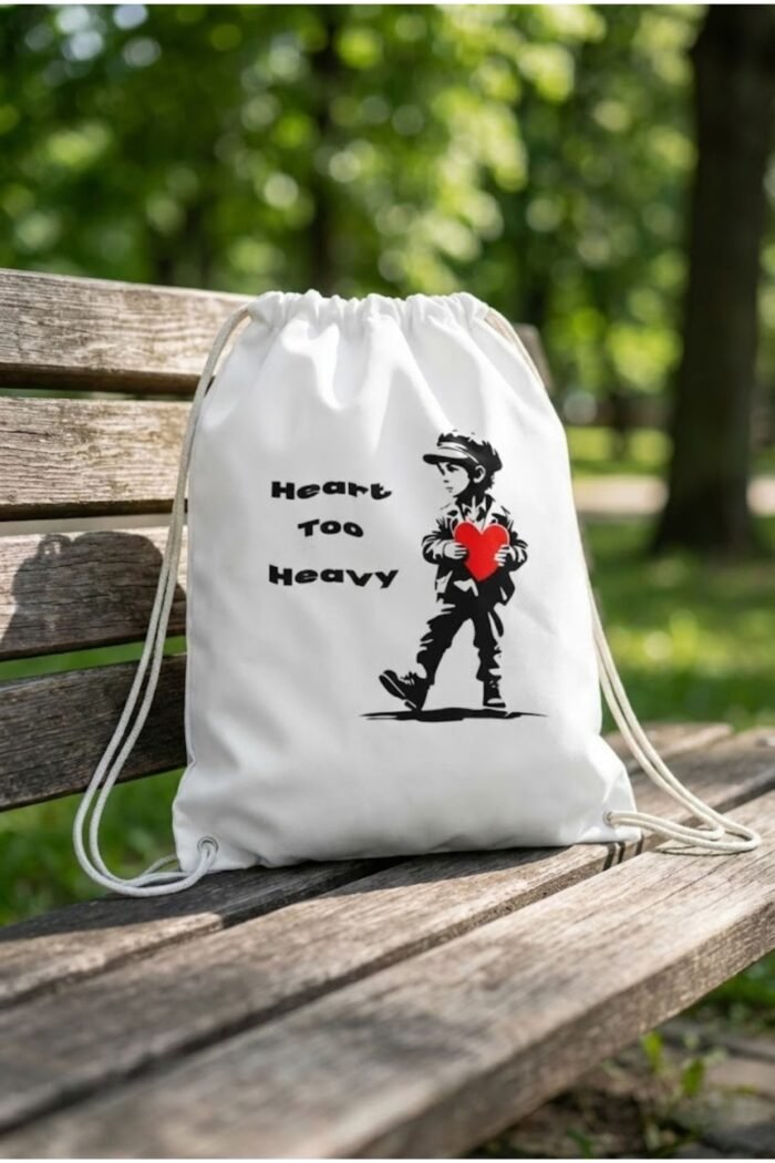 Unisex Heavyweight White Gym Sackpack | Emotional Grunge Aesthetic Bag - Image 5