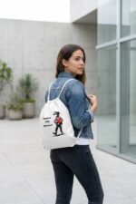 Unisex Heavyweight White Gym Sackpack | Emotional Grunge Aesthetic Bag - Image 4
