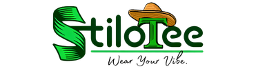 StiloTee brand logo with green text and an orange hat illustration