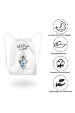 Wanderlust Compass Minimalist White Canvas Cinch Bag for Travel - Image 5