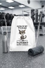 Funny Introvert Sarcastic Cat Drawstring Sackpack – Casual Aesthetic Graphic Gym Bag - Image 5