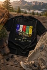 Mountain Lover T-Shirt for Men | Offline in the Hills Graphic Tee | Black Casual Streetwear - Image 5